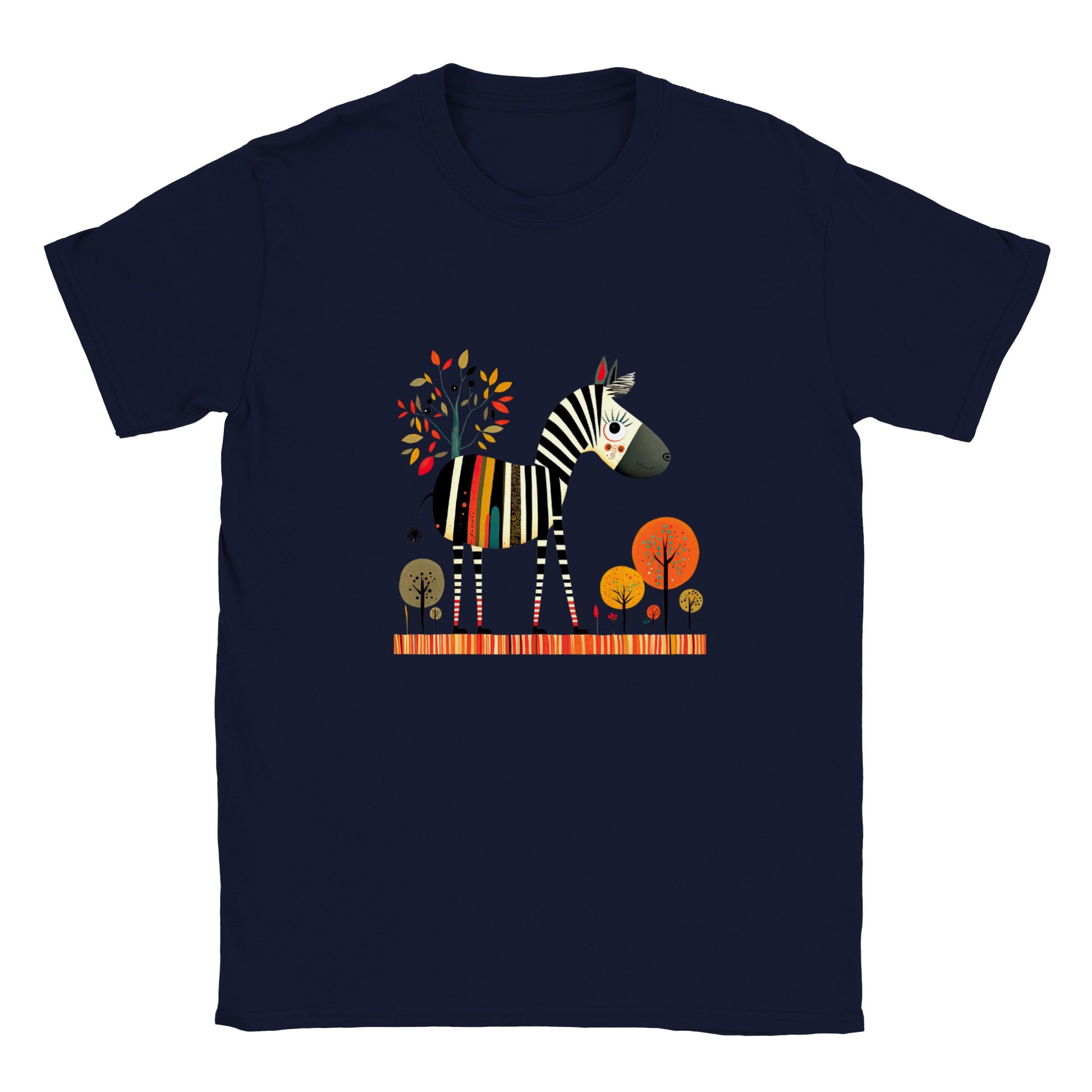 kids navy t-shirt with cute zebra print