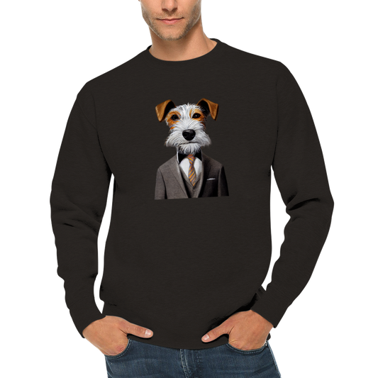 Fox Terrier Dog Wearing a Suit Premium Unisex Crewneck Sweatshirt