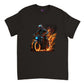 Space Robot on fire riding motorcycle Heavyweight Unisex Crewneck T-shirt