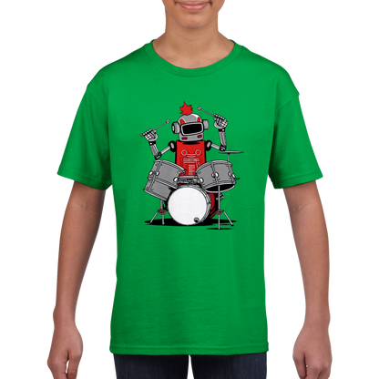 Robot Playing Drums Classic Kids Crewneck T-shirt