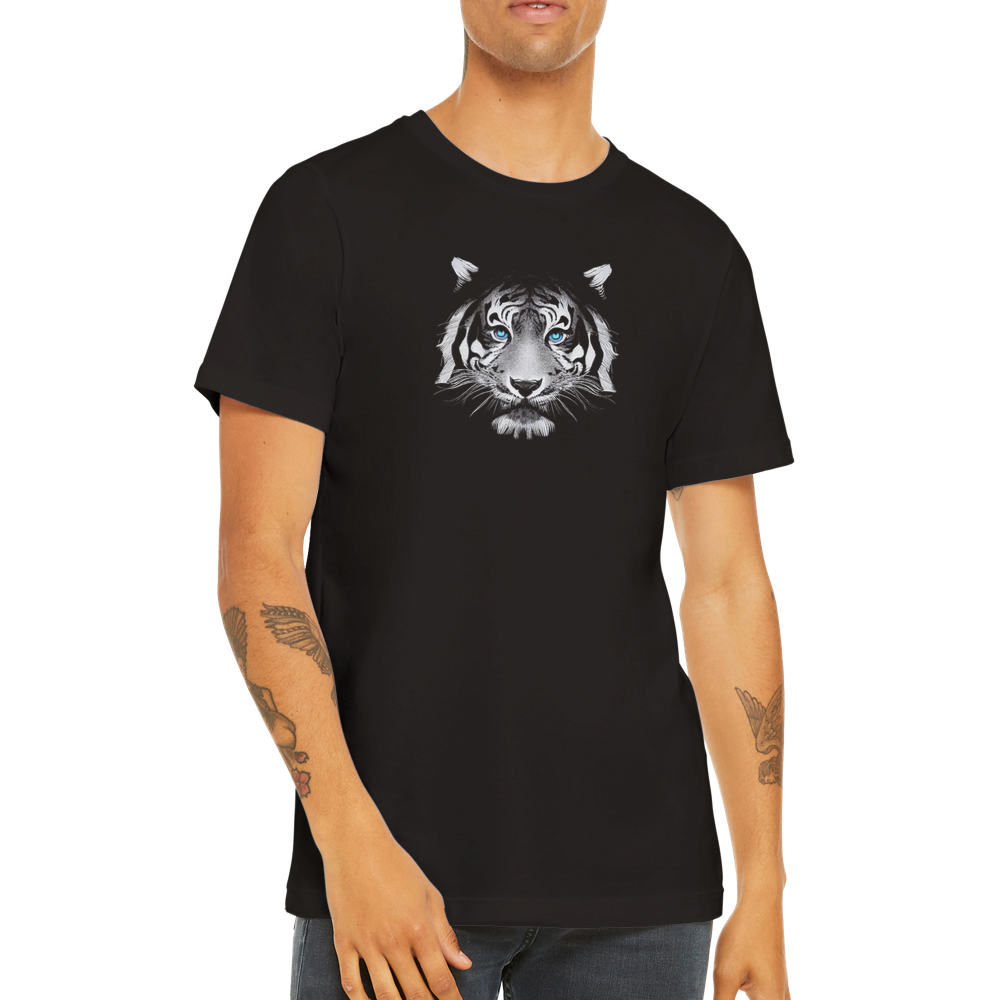 guy wearing black t-shirt with a tiger print