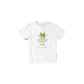 kids white t-shirt with born to dance frog ballerina print