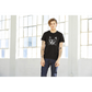 man wearing a black t-shirt with a cat print