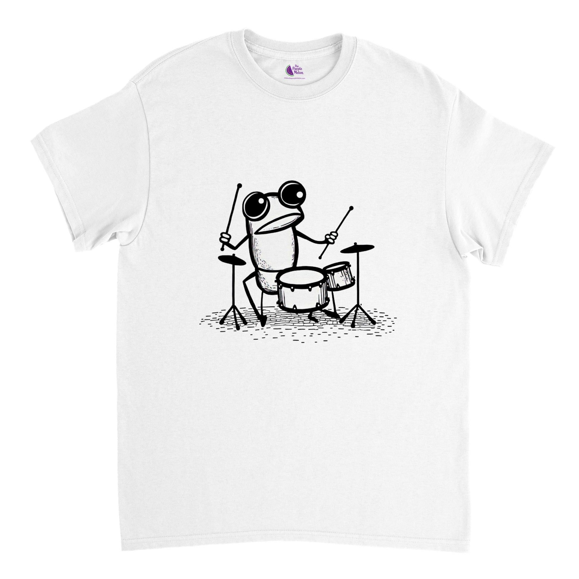 Frog drummer print white t-shirt