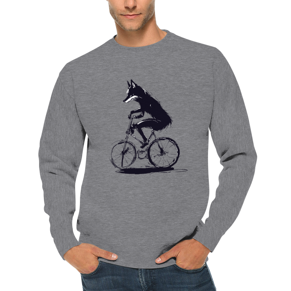 Fox Riding a Bike Premium Unisex Crewneck Sweatshirt