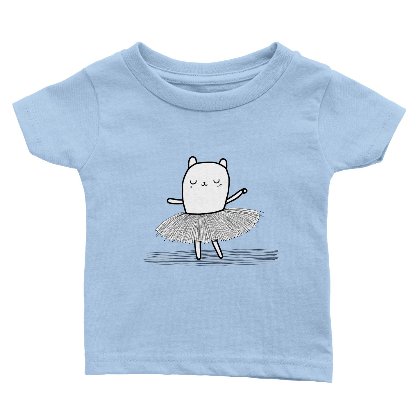 Baby blue t-shirt with cute kitten ballerina print