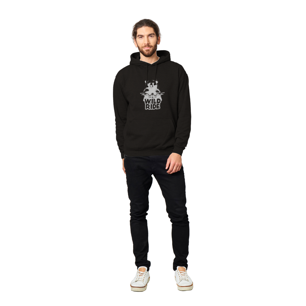 Wild Ride Bear Riding a Motorcycle Premium Unisex Pullover Hoodie