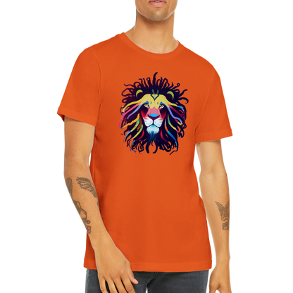 Roar in Style with our Colourful Lion with Dreadlocks Premium Unisex Crewneck T-Shirt