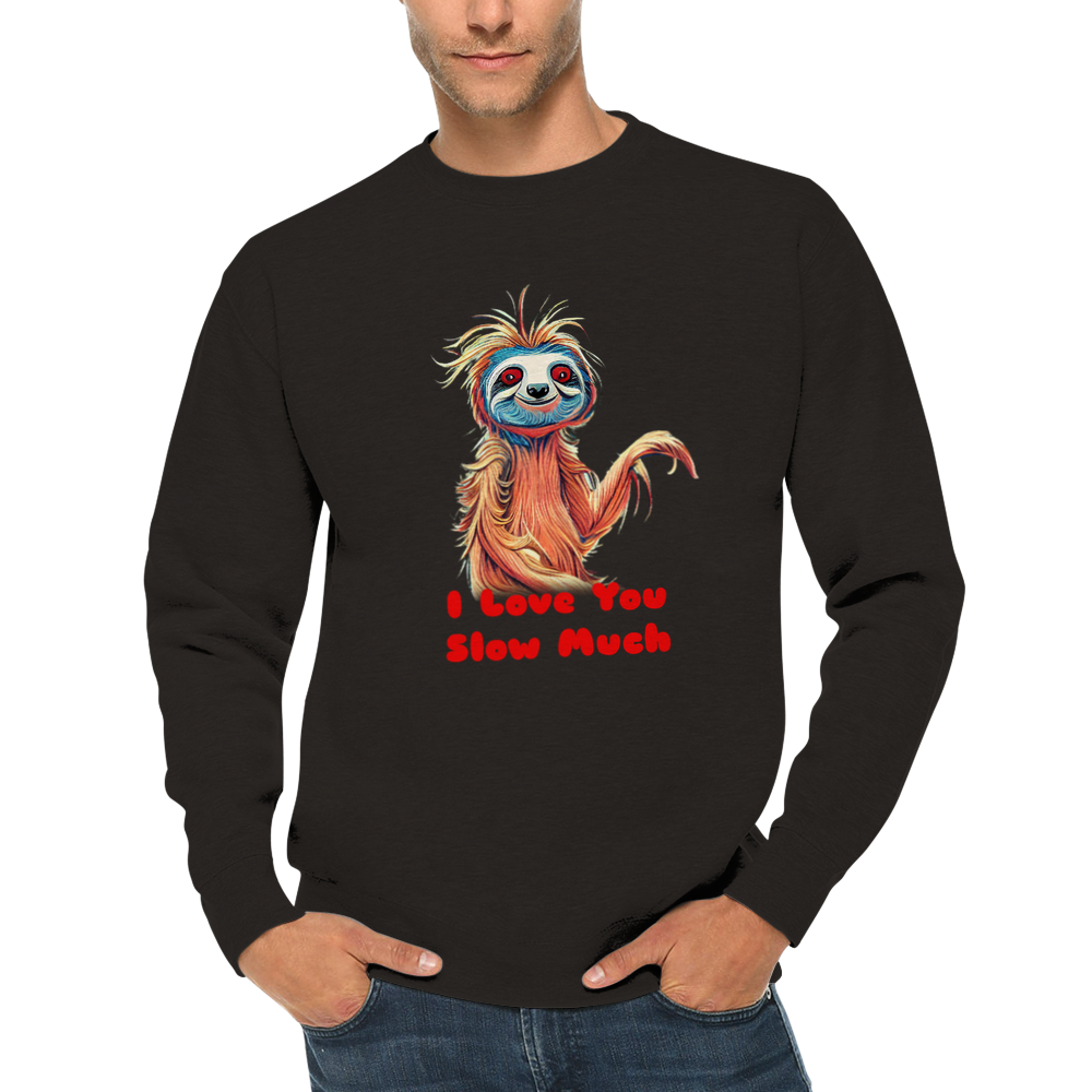 I Love You Slow Much Sloth Print Premium Unisex Crewneck Sweatshirt