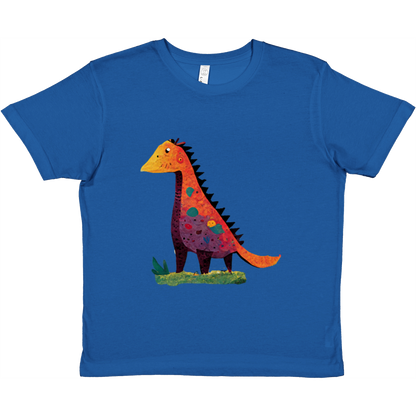 Cute Orange & Purple Dinosaur Print Premium Kids Crewneck T-shirt