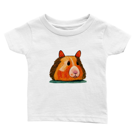 babies white t-shirt with cute Guinea Pig print