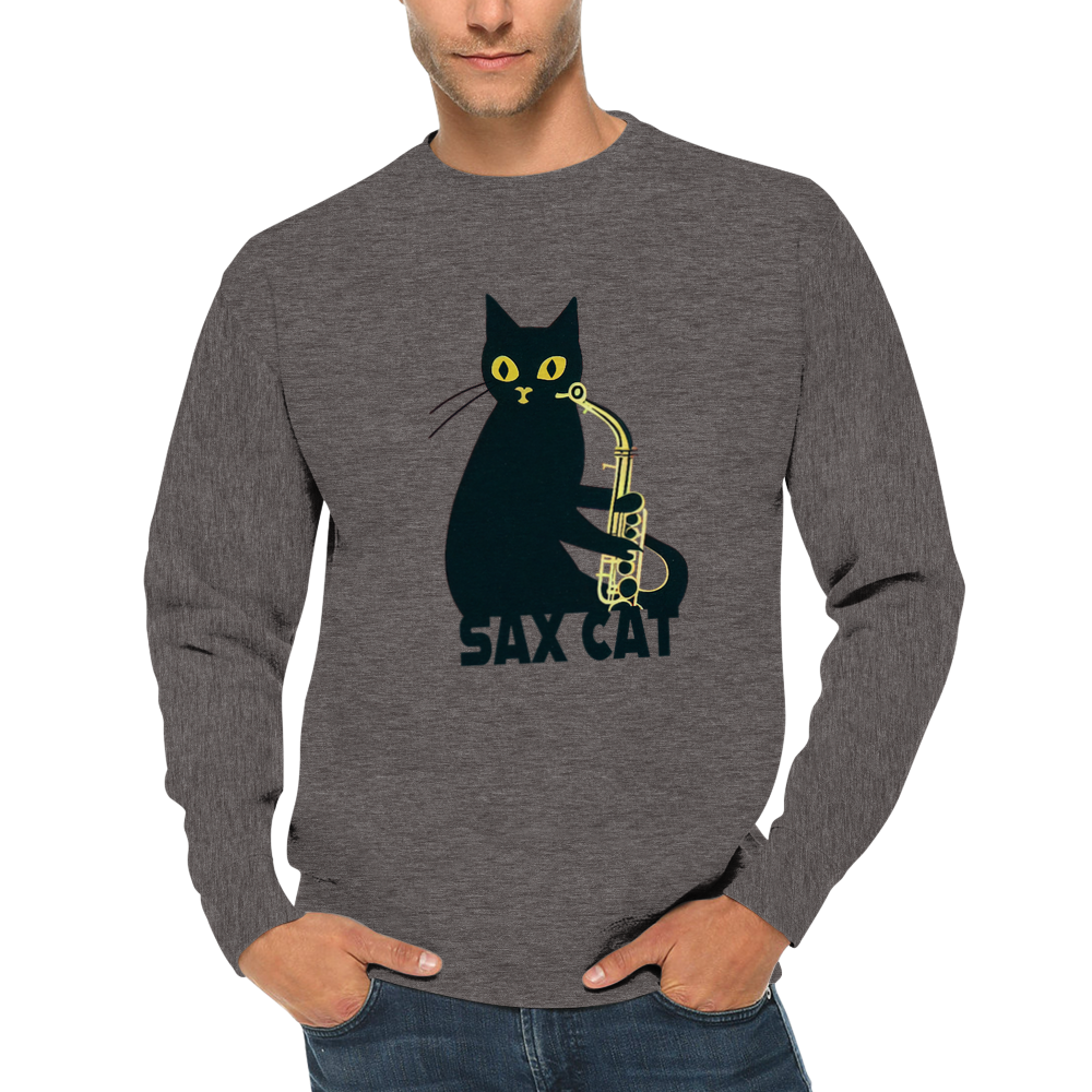 Sax Cat Print Premium Unisex Crewneck Sweatshirt