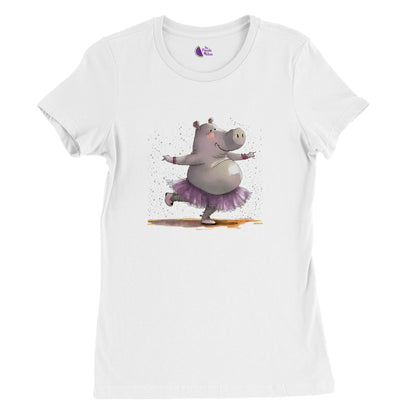 Hippo Ballet Dancing Premium Womens Crewneck T-shirt