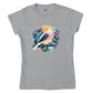 Light grey t-shirt with colourful dove print on the front