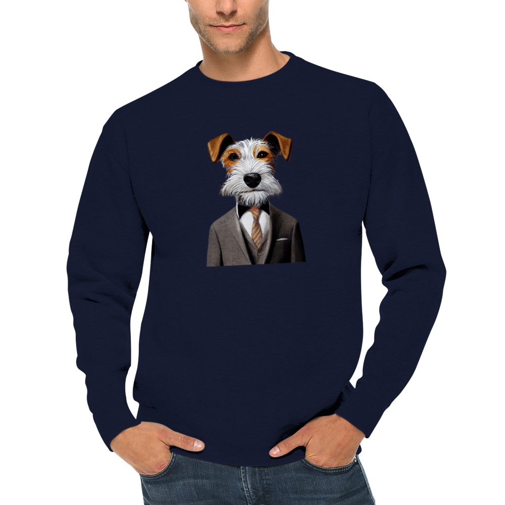 Fox Terrier Dog Wearing a Suit Premium Unisex Crewneck Sweatshirt