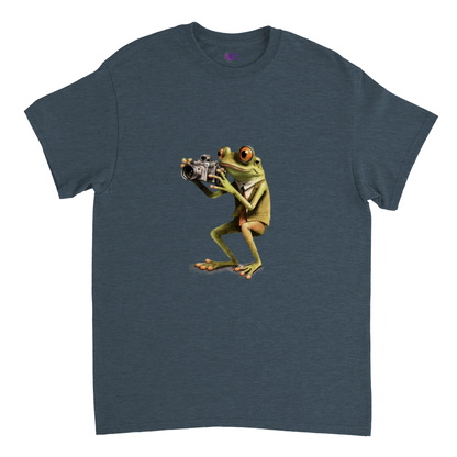 Frog Taking Photos Heavyweight Unisex Crewneck T-shirt
