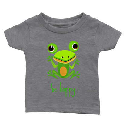 baby's grey t-shirt with cute be hoppy frog print