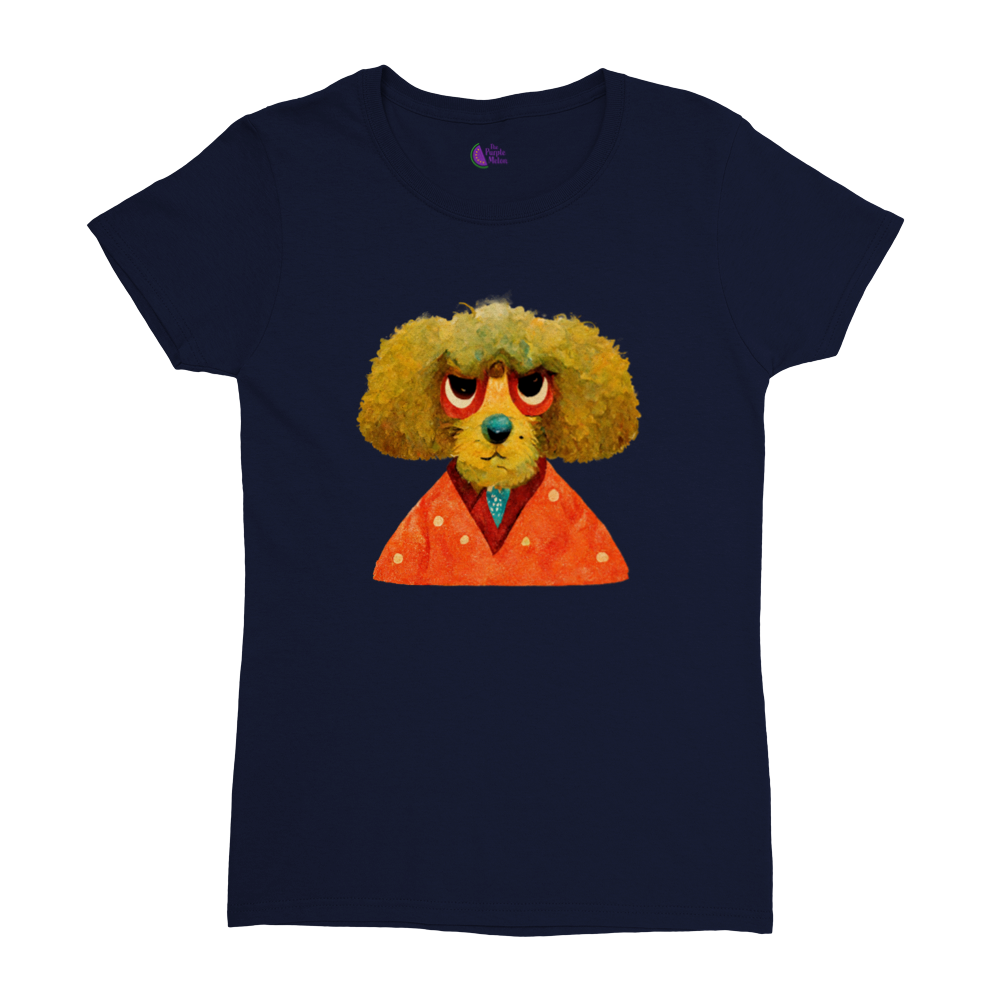 Grumpy Poodle Print Heavyweight Womens Crewneck T-shirt