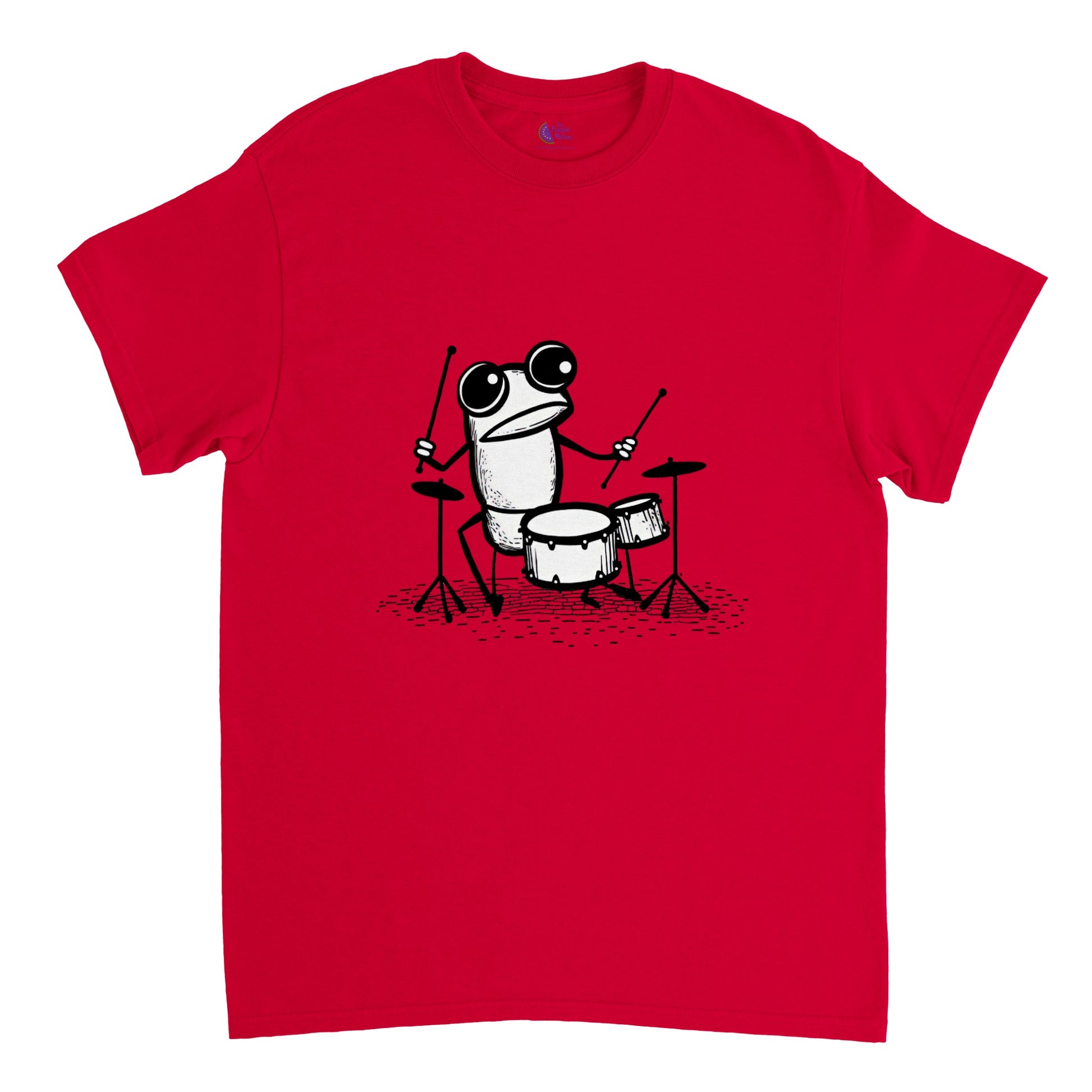 Frog drummer print red t-shirt