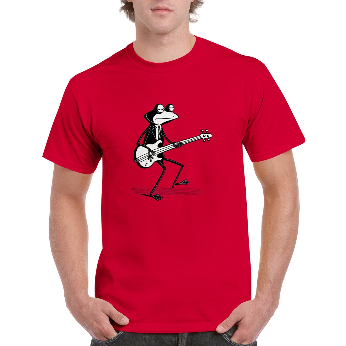 Frog in a suit playing a bass guitar Heavyweight Unisex Crewneck T-shirt