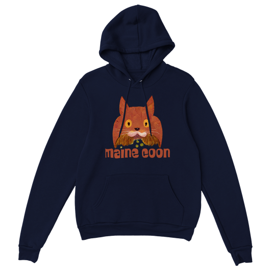 Cute Maine Coon Print Premium Unisex Pullover Hoodie.