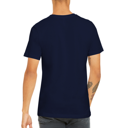 Cat Playing the Saxophone Under the Full Moon Premium Unisex Crewneck T-shirt.