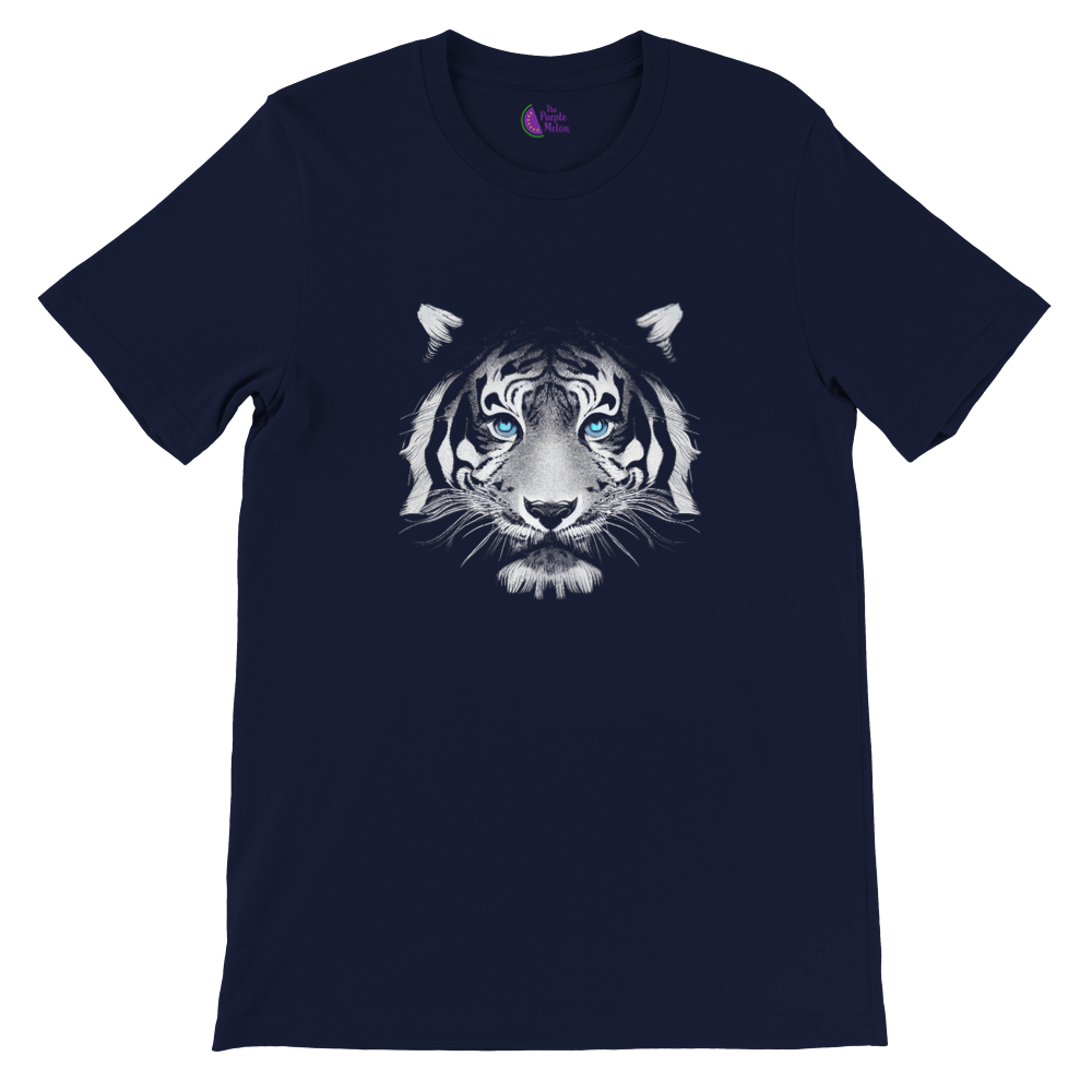 navy blue t-shirt with a tiger print