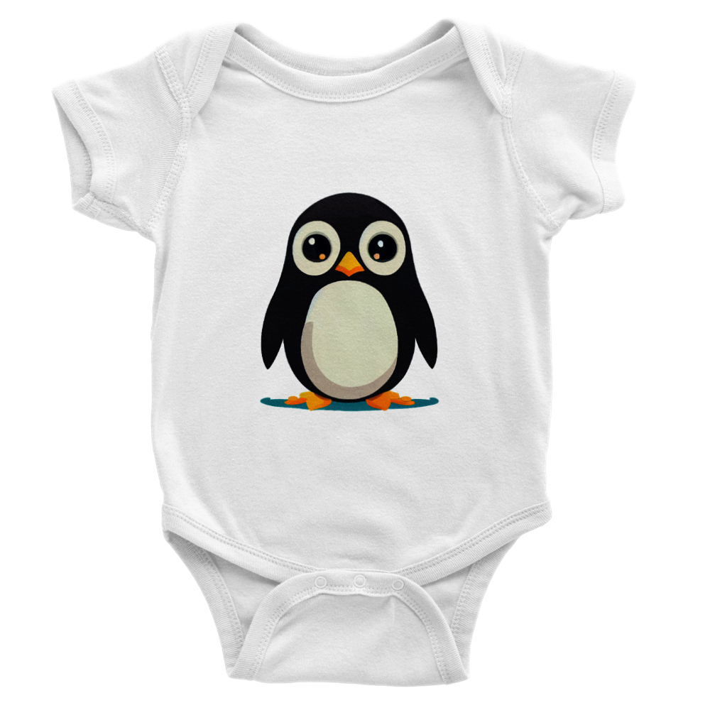 Cute Baby Penguin Print Classic Baby Short Sleeve Onesies
