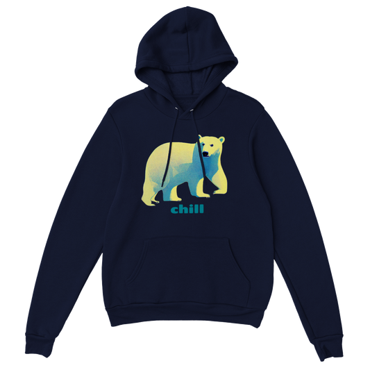 Chill, Polar Bear Print Premium Unisex Pullover Hoodie