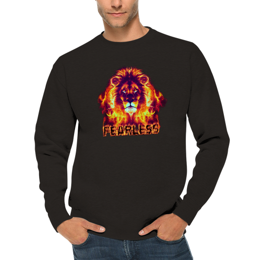 Fearless Flaming Lion Premium Unisex Crewneck Sweatshirt.