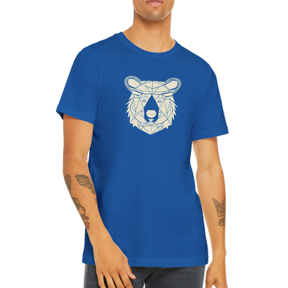 Guy wearing a royal blue t-shirt with a bear print