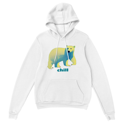 Chill, Polar Bear Print Premium Unisex Pullover Hoodie