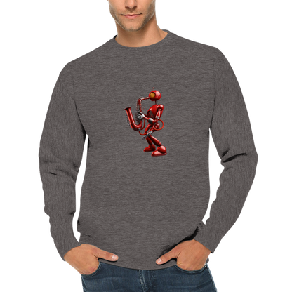 Red Robot Playing Saxophone Premium Unisex Crewneck Sweatshirt