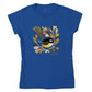Royal blue t-shirt with a Pīwakawaka Fantail Print on the front