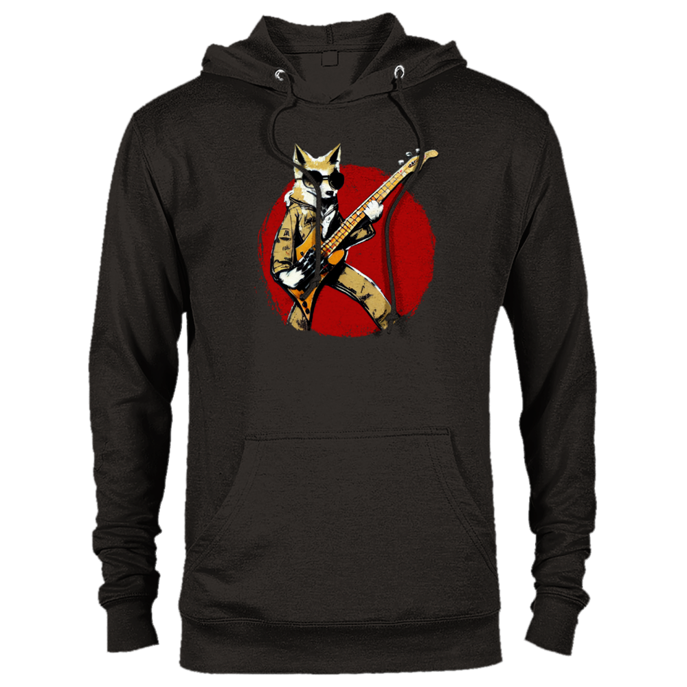 Fox Playing a Bass Guitar Premium Unisex Pullover Hoodie