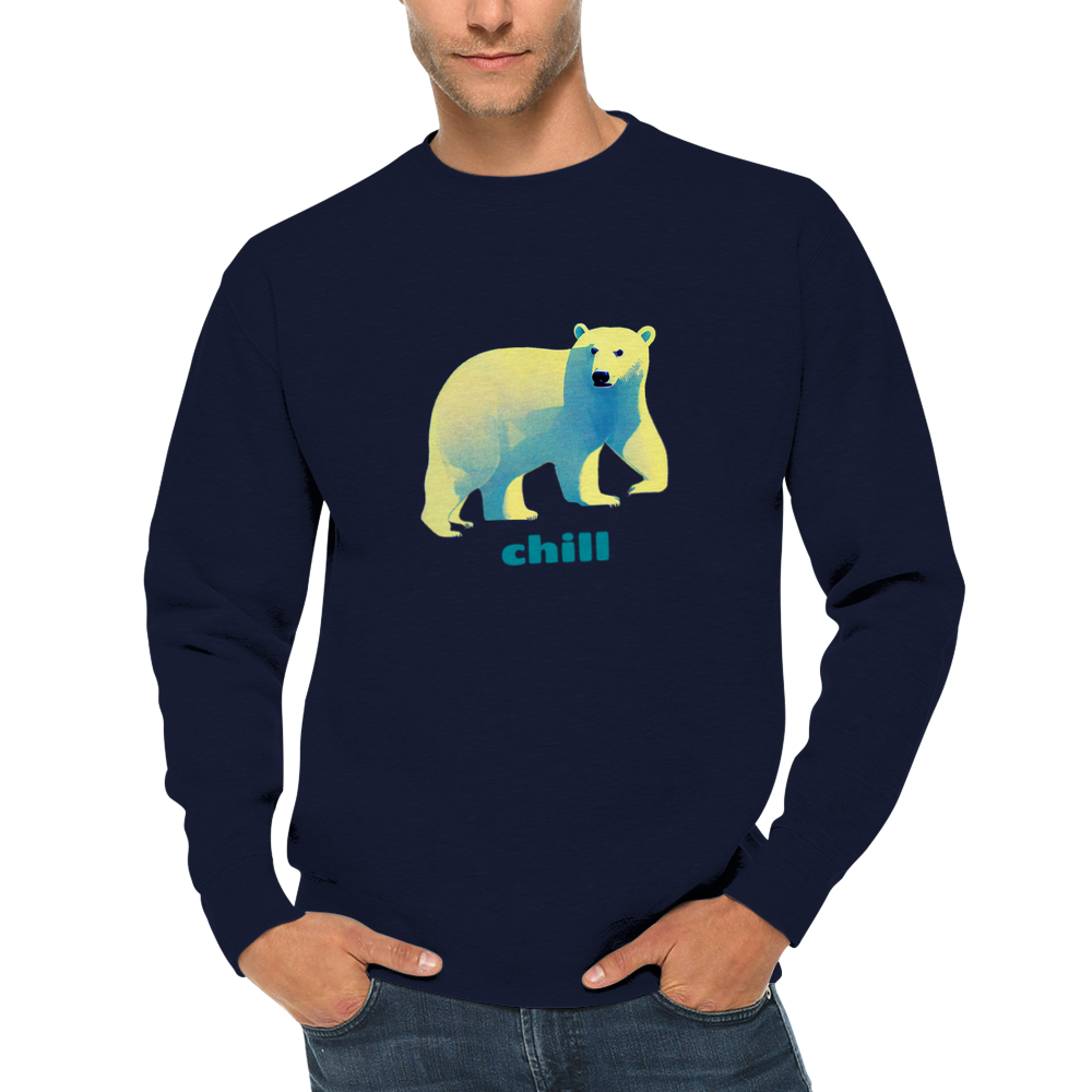 Chill, Polar Bear Print Premium Unisex Crewneck Sweatshirt