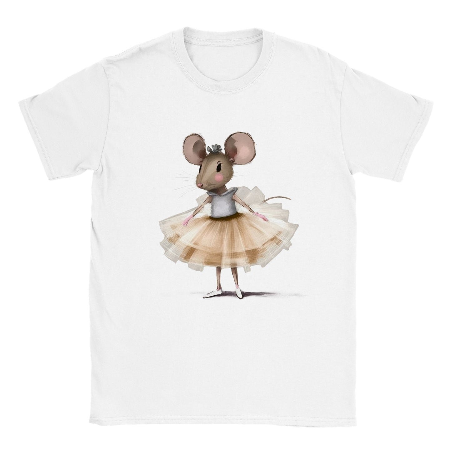 Kids white t-shirt with a cute ballerina mouse print