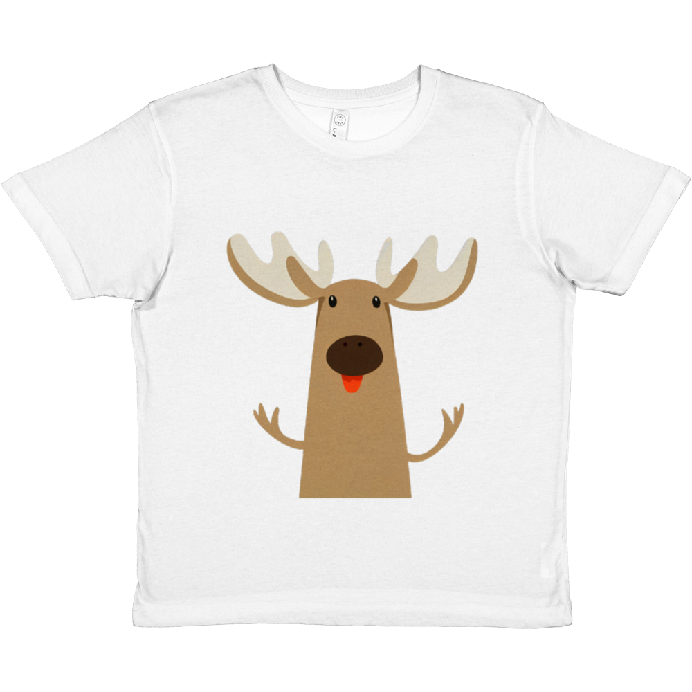 white t-shirt with cute moose print