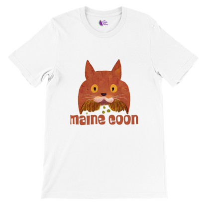 white t-shirt with a quirky Maine Coon print