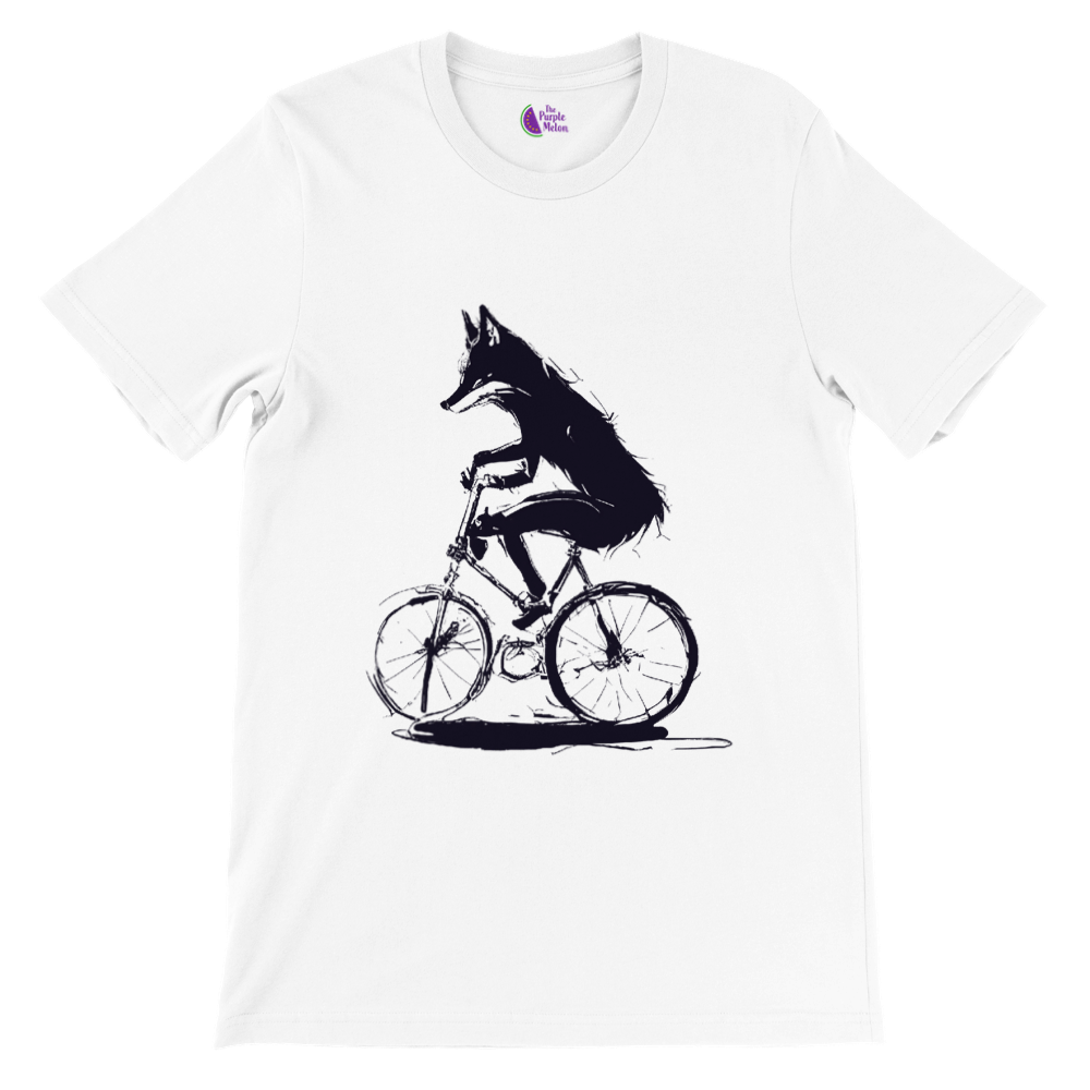 Get Your Wheels Turning with the Fox Riding a Bike Premium Unisex Crewneck T-shirt