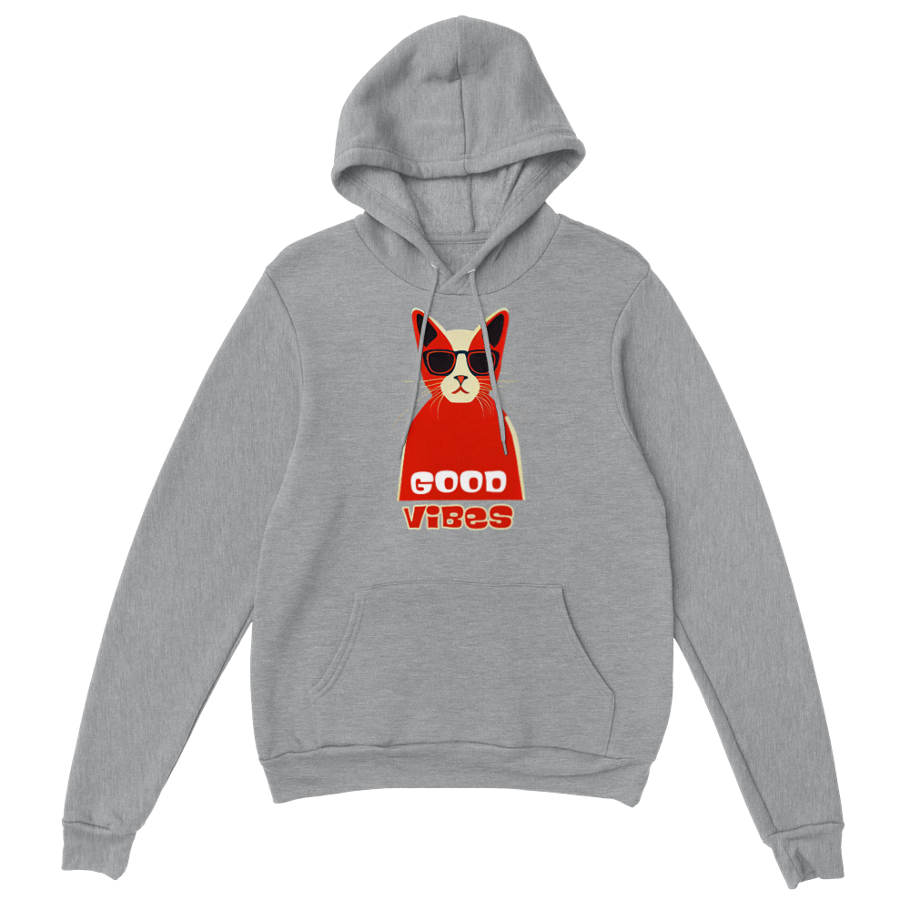 Good Vibes Cat in Sunglasses Premium Unisex Pullover Hoodie