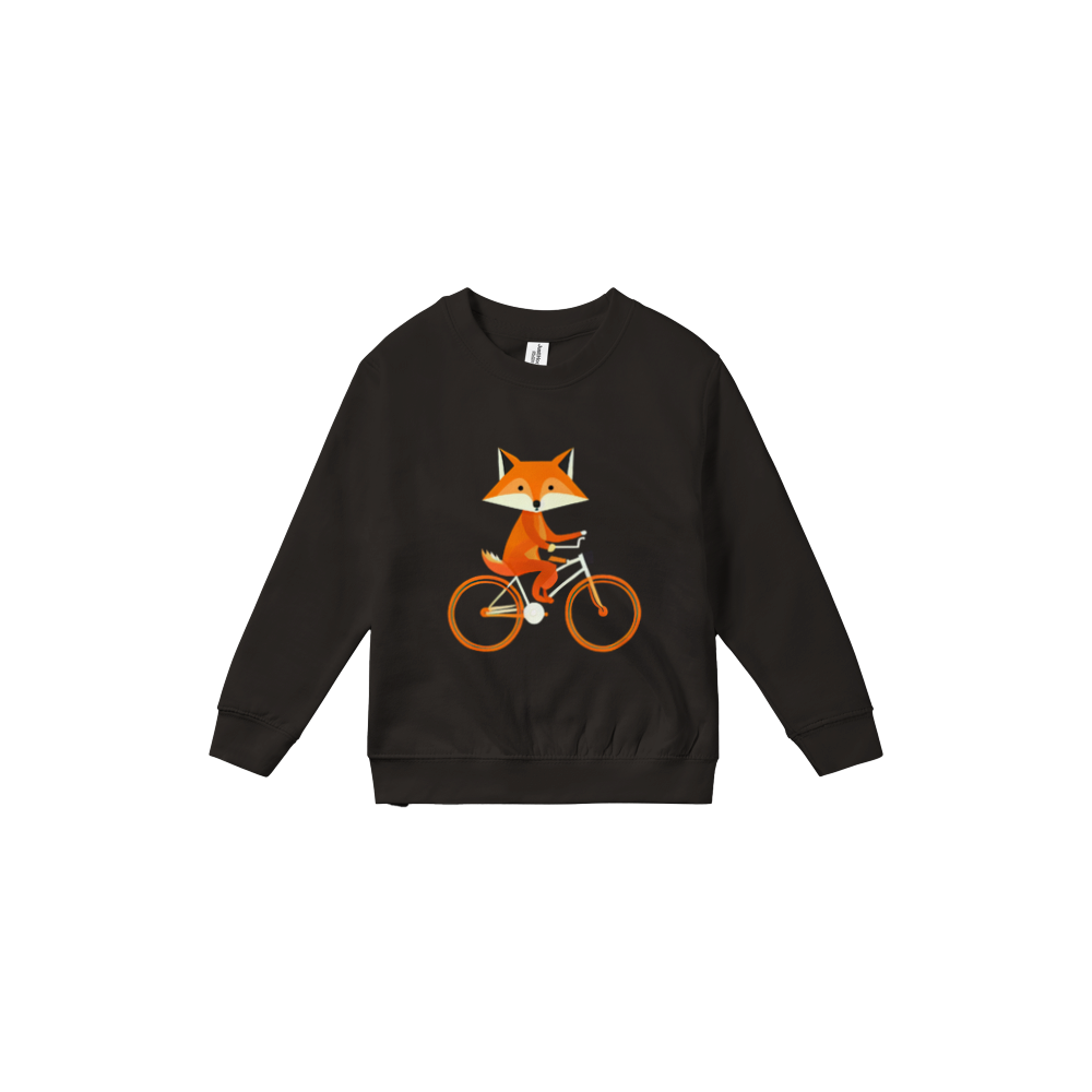 Cute Fox Riding a Bike Premium Kids Crewneck Sweatshirt