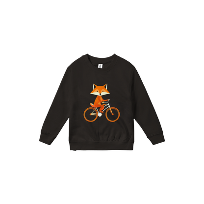 Cute Fox Riding a Bike Premium Kids Crewneck Sweatshirt