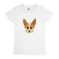 white t-shirt with a cute corgi print