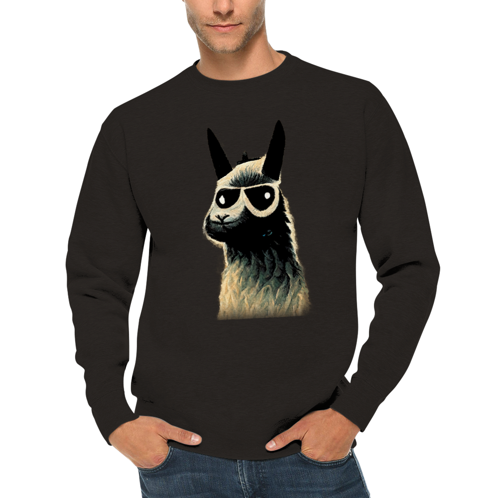 Llama Wearing Sunglasses Print Premium Unisex Crewneck Sweatshirt