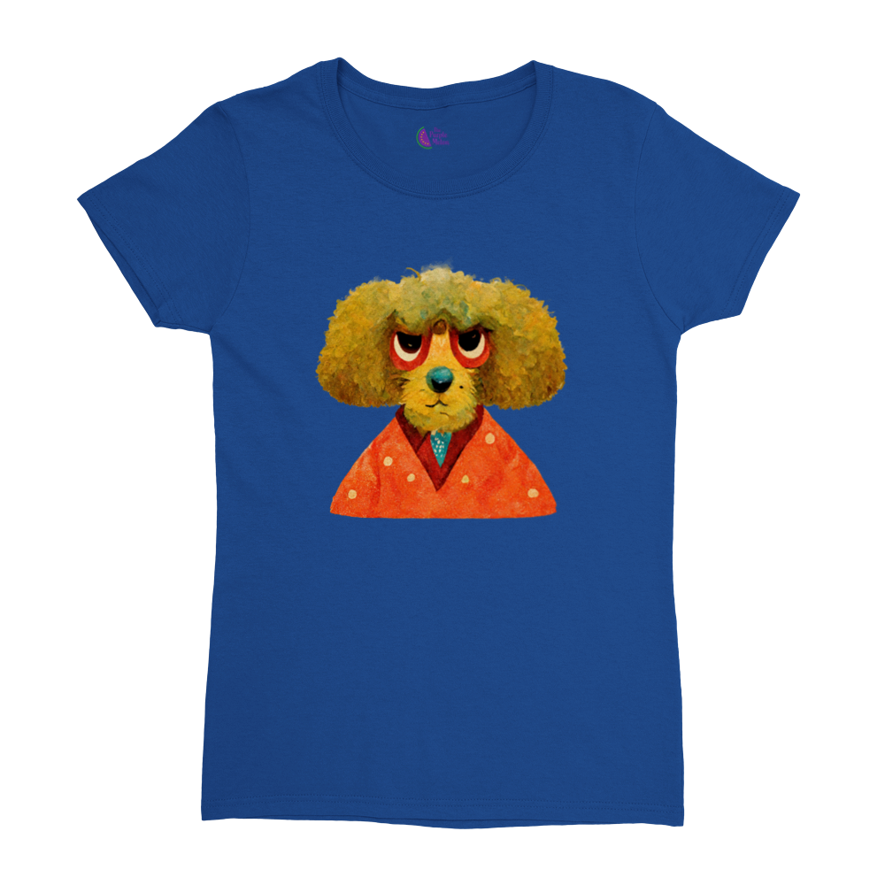 Grumpy Poodle Print Heavyweight Womens Crewneck T-shirt