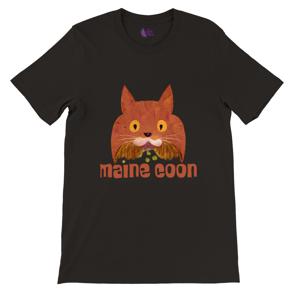 Cute Maine Coon Print Premium Unisex Crewneck T-shirt.