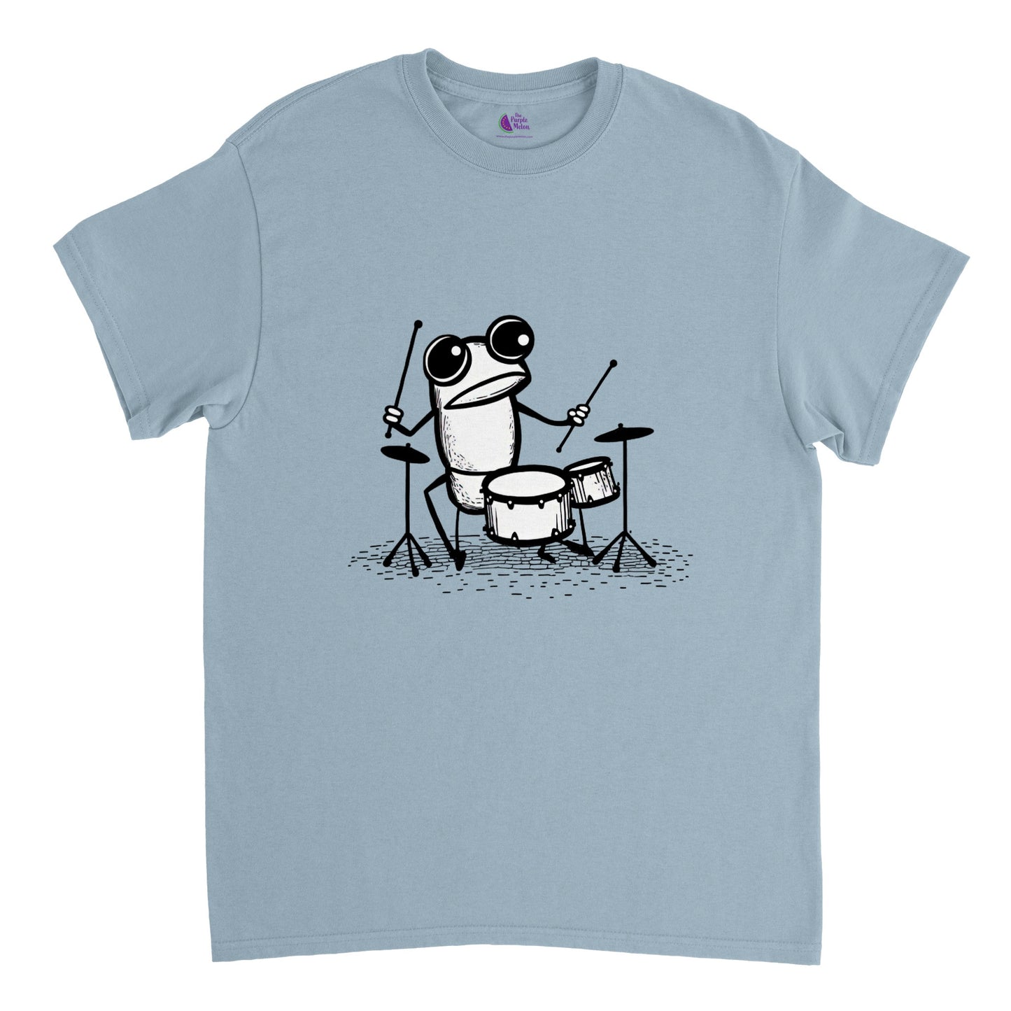 Frog drummer print light blue t-shirt
