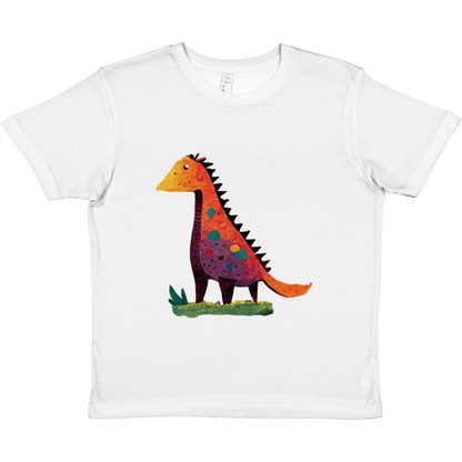 Cute Orange & Purple Dinosaur Print Premium Kids Crewneck T-shirt