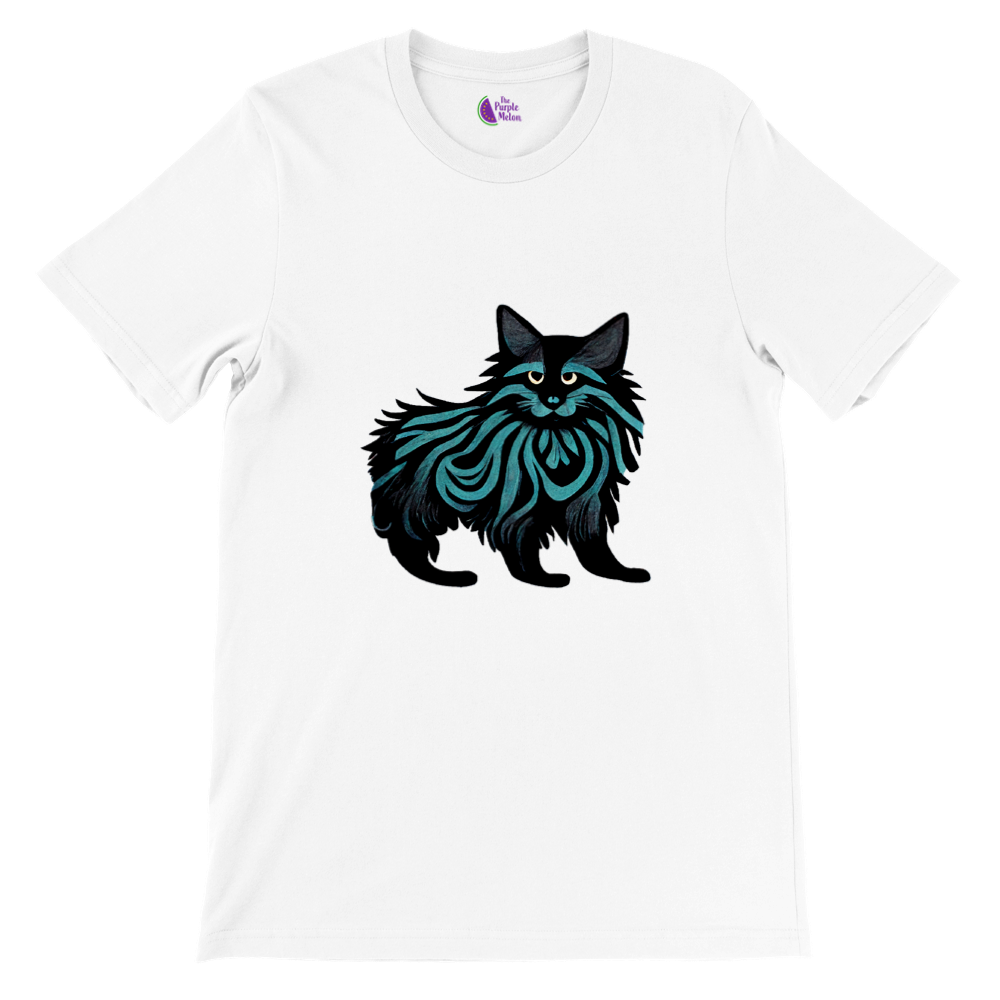 white t-shirt with a Maine Coon cat print